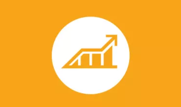 Gráfico de barras en aumento sobre fondo naranja.