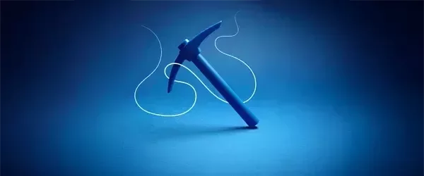 Pico azul sobre fondo degradado, acompañado de líneas curvas blancas, representando trabajo en campo, producción agrícola y desarrollo de la agroindustria.